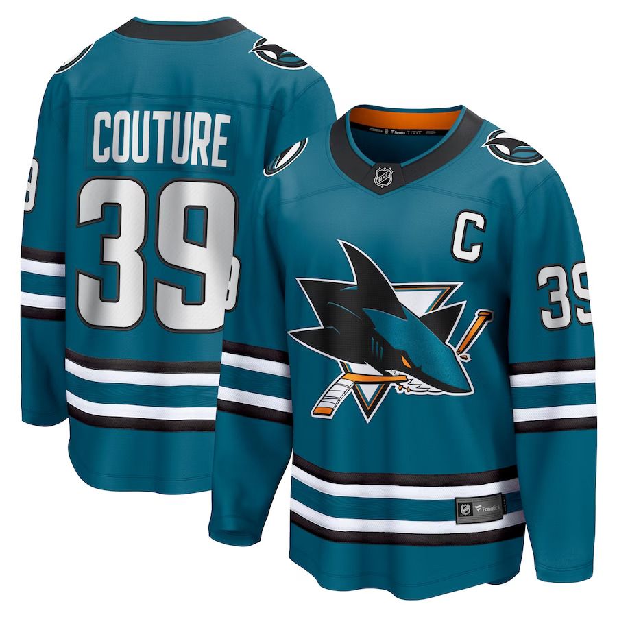 Men San Jose Sharks #39 Logan Couture Fanatics Branded Teal Home Premier Breakaway Player NHL Jersey
